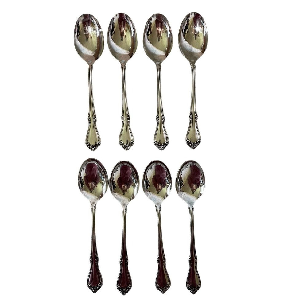 Lot of 8 "Celebrity" SSS BY ONEIDA Soup Spoons flatware stainless vintage‎